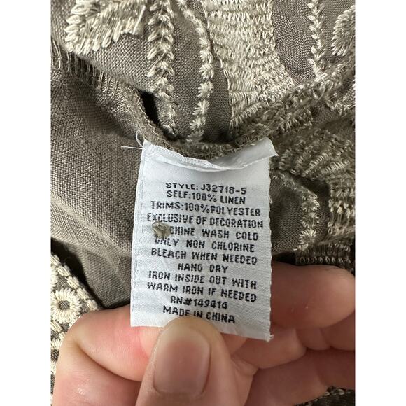 Johnny Was Los Angeles 100% Linen Dress Size Large Floral Breen Tank Dress - Picture 4 of 11